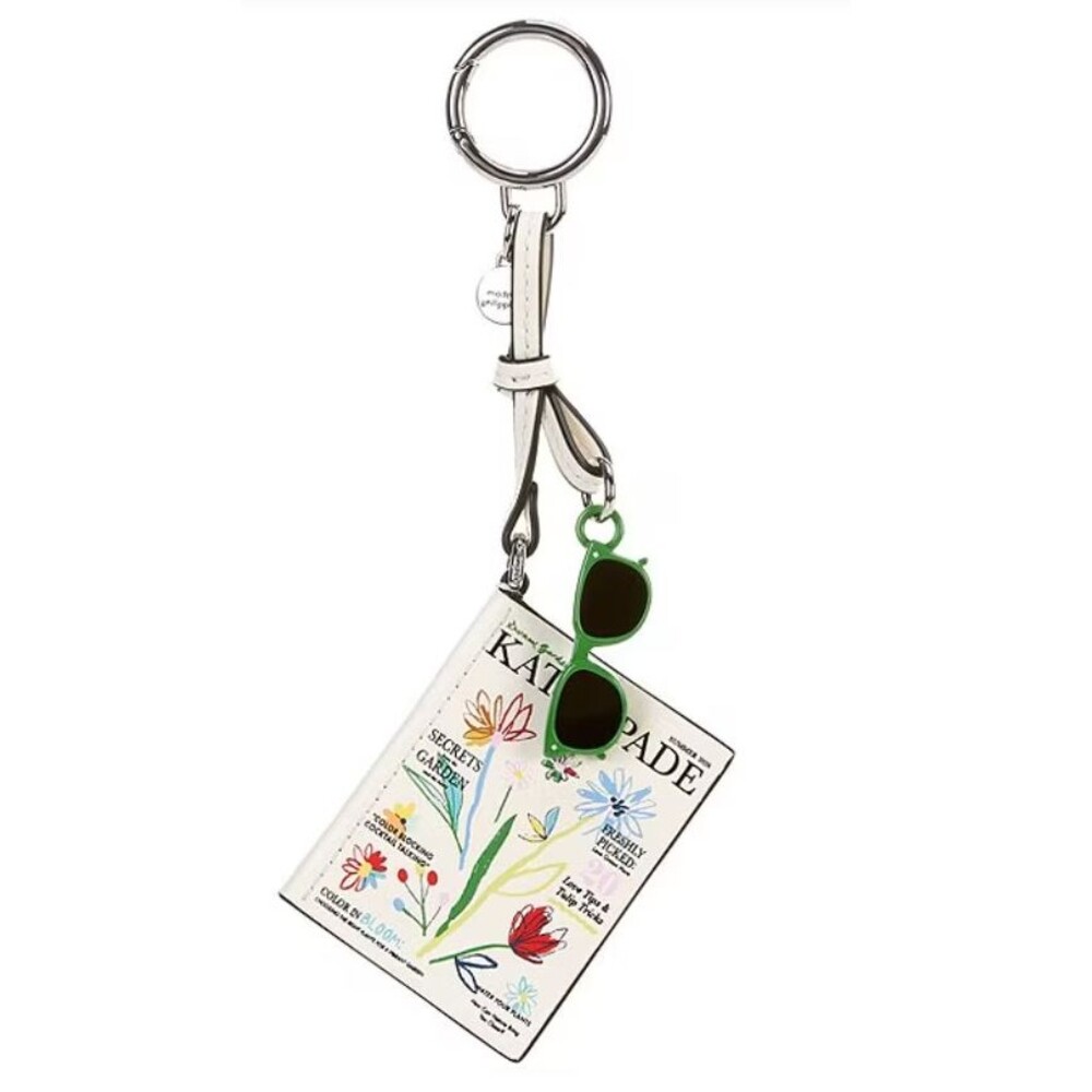 Kate Spade Charmed Secret Garden Magazine Sunglasses Bag  Key Fob Keychain NWT